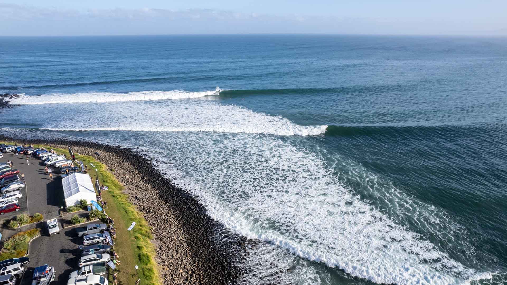 Rip Curl Raglan Pro event site from above.