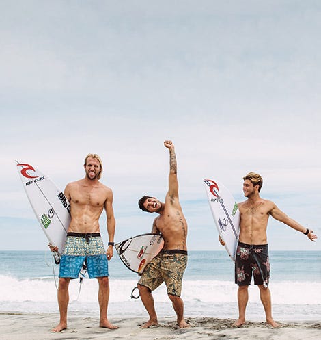 Owen Wright with Gabriel Medina and Conner Coffin